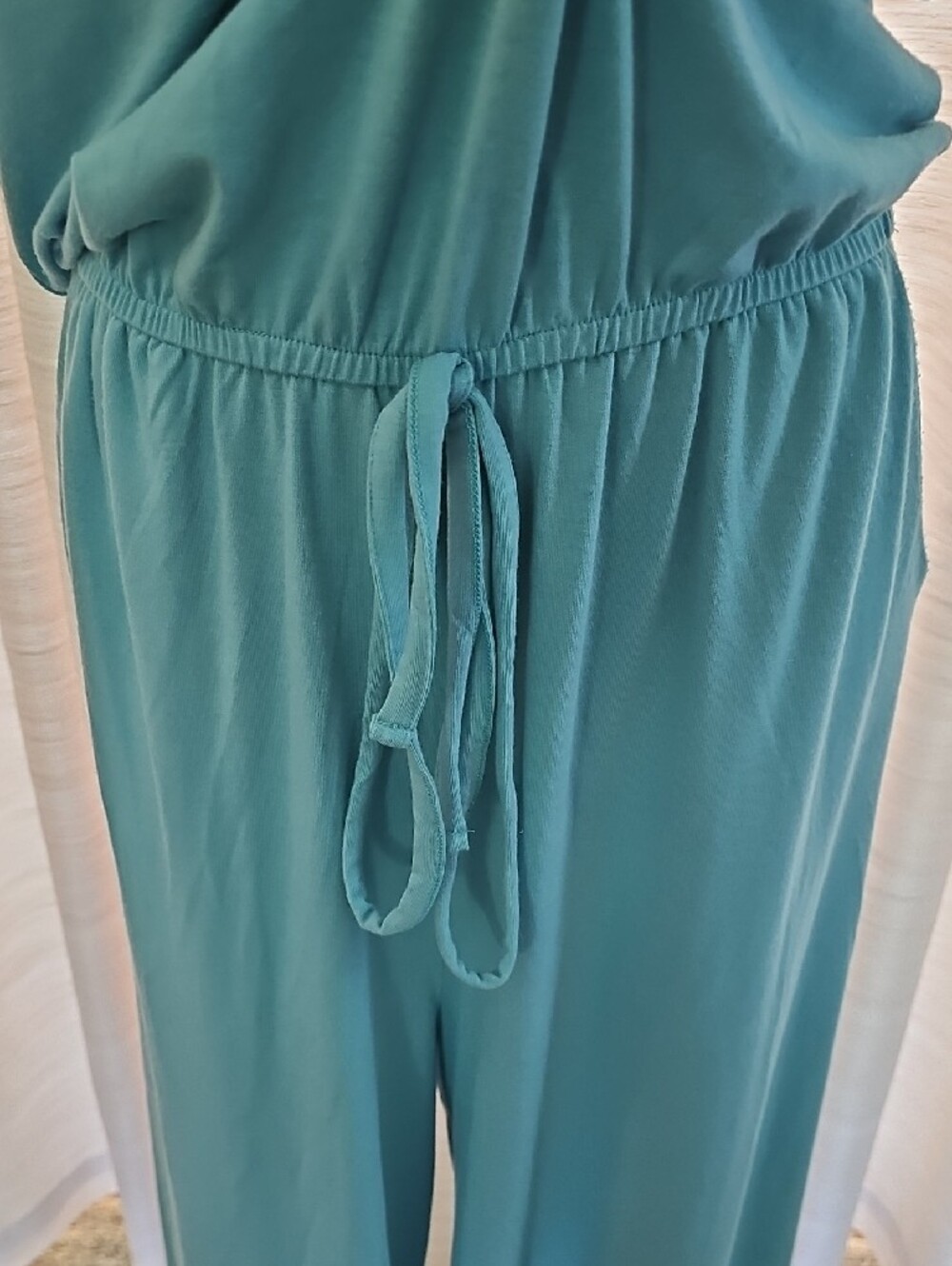 Zenana Outfitters Teal Wide-Leg Drawstring Jumpsuit - Picture 2 of 4